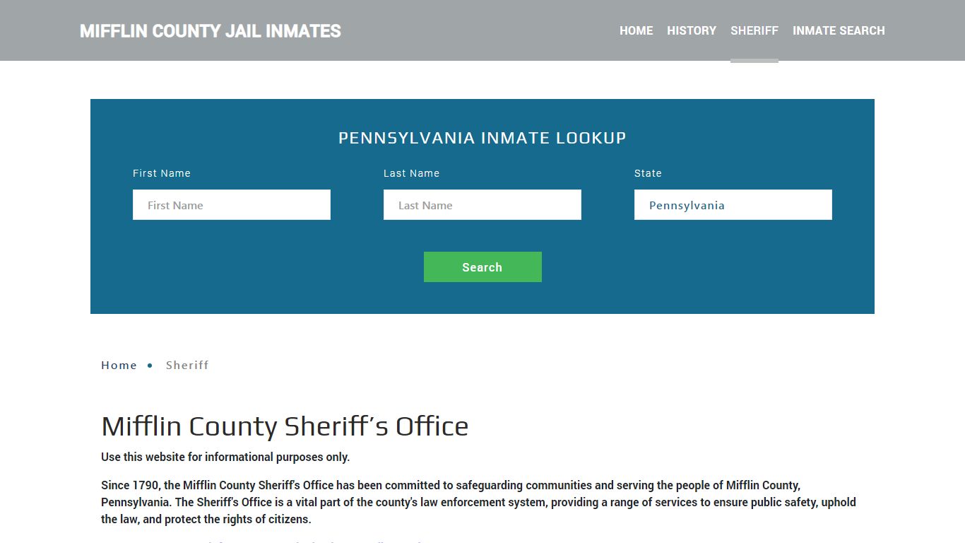 Mifflin County Sheriff, PA Arrest Warrant Lookup