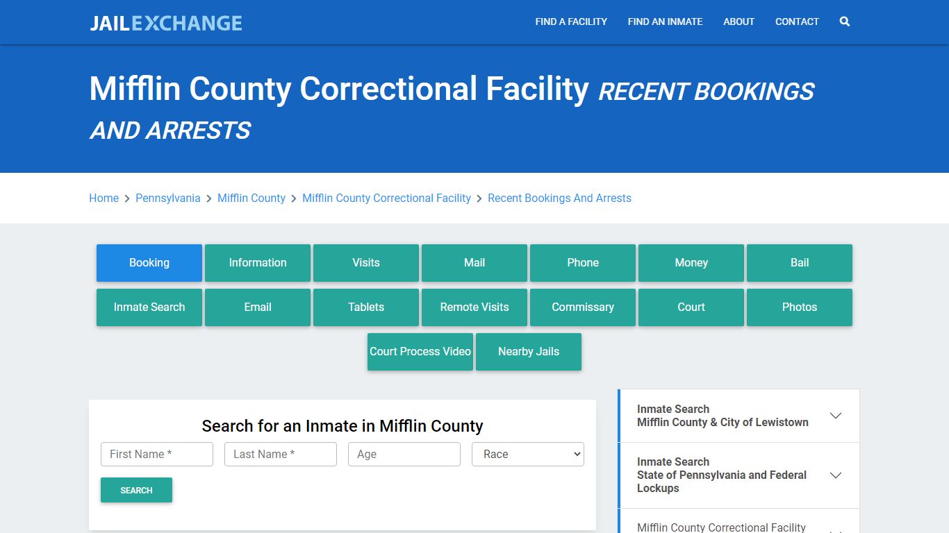 Mifflin County Correctional Facility Recent Bookings And Arrests